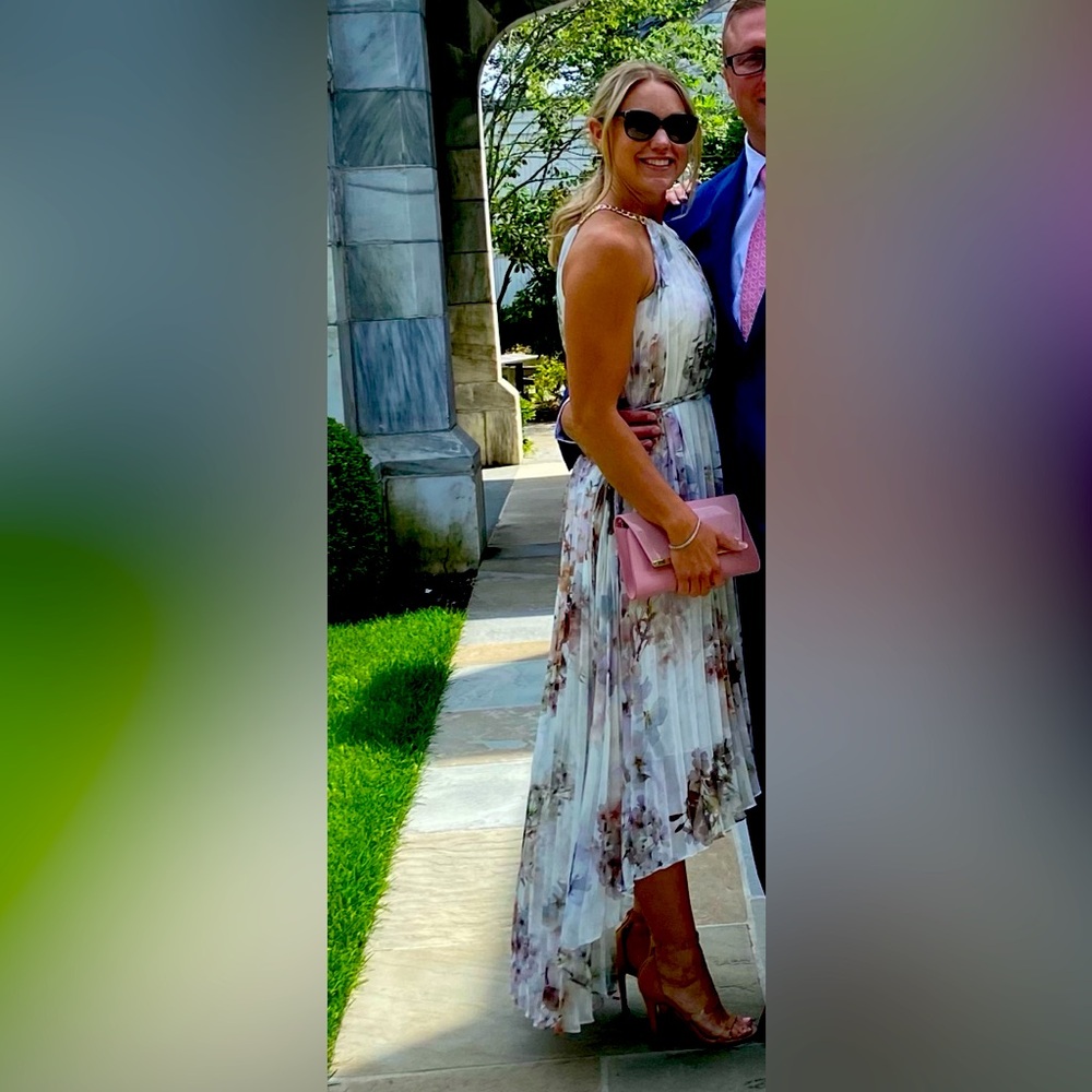 Ted Baker floral high/low pleated dress Size 1